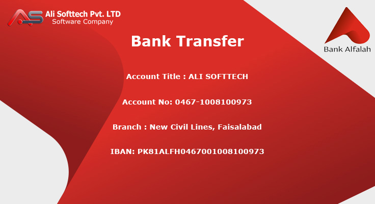 Ali Softtech - Bank Account